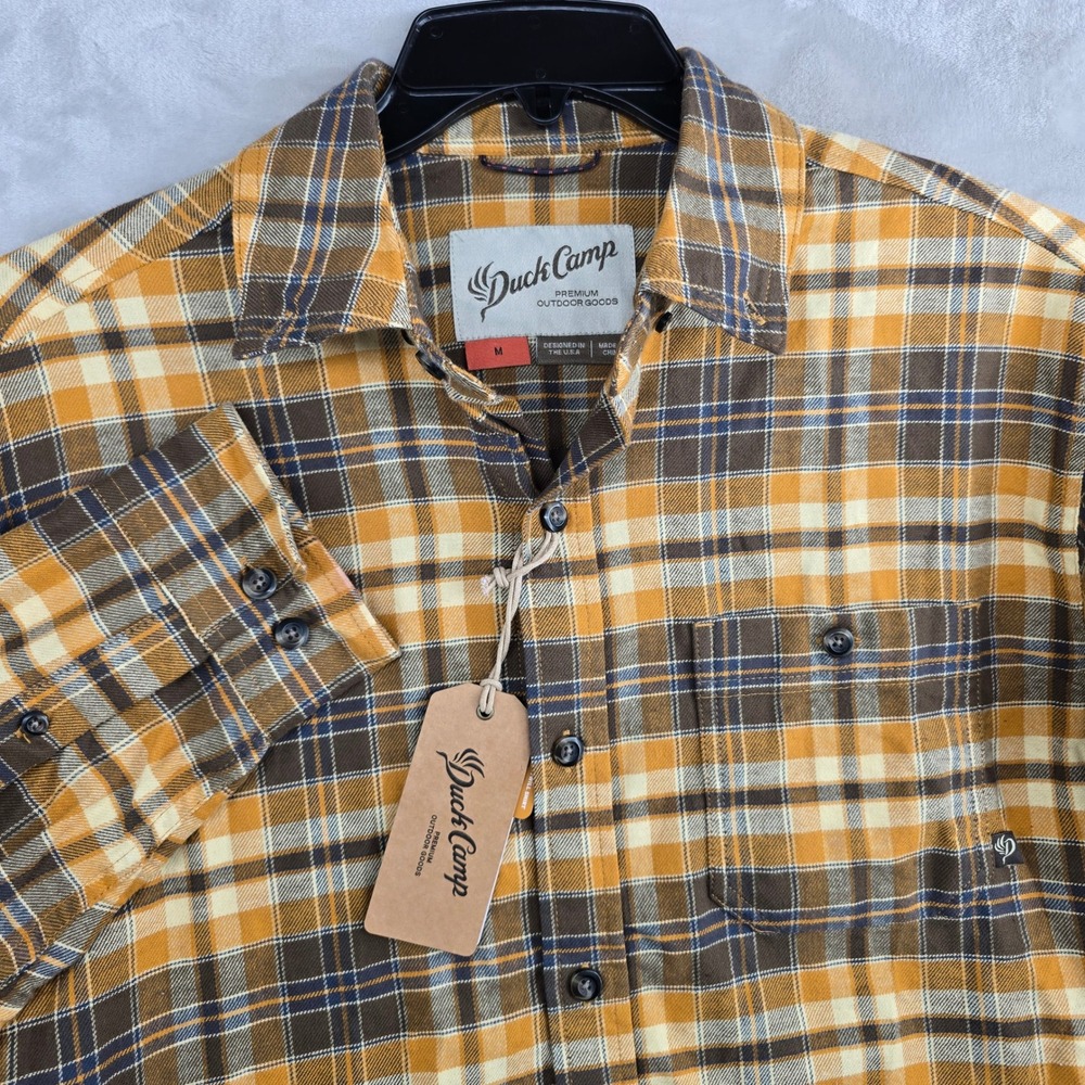 Duck‎ Camp Men's Medium Plaid Long Sleeve flannel Button Up Shirt New
